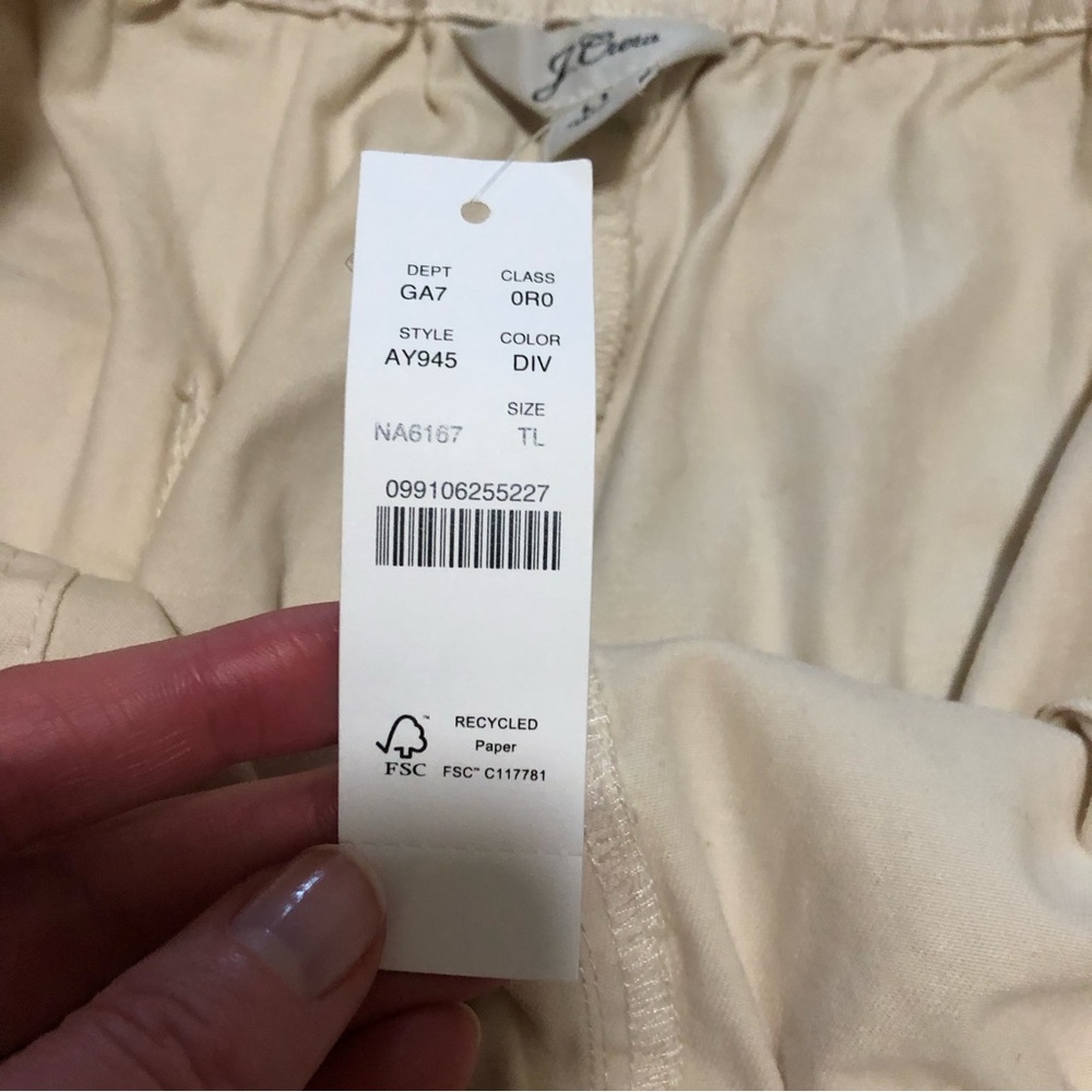 J. Crew Pull On Wide Leg Chino Pant Elastic Waist Summer Crop AY943 TALL Large - Picture 9 of 11